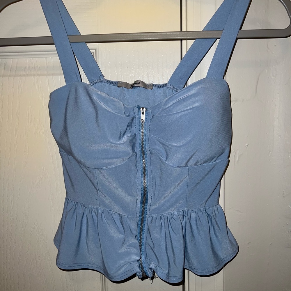 Papaya blue zipper tank top